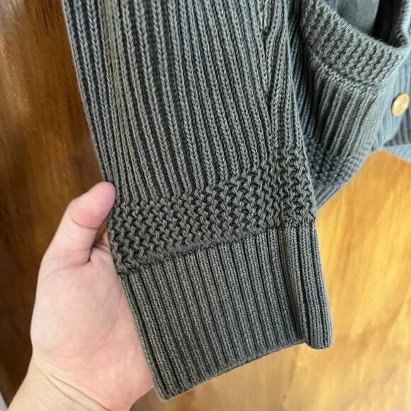 Abercrombie & Fitch Deep Green Ribbed Button Front Cardigan Pocket Sweater Sz M - Picture 5 of 5